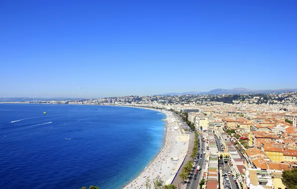 Sea, the city, shore, France, Nice, venitomusic