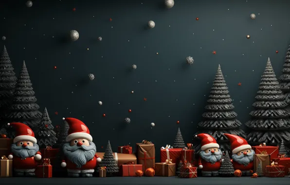 Balls, the dark background, toys, Christmas, gifts, New year, Santa Claus, Santa Claus
