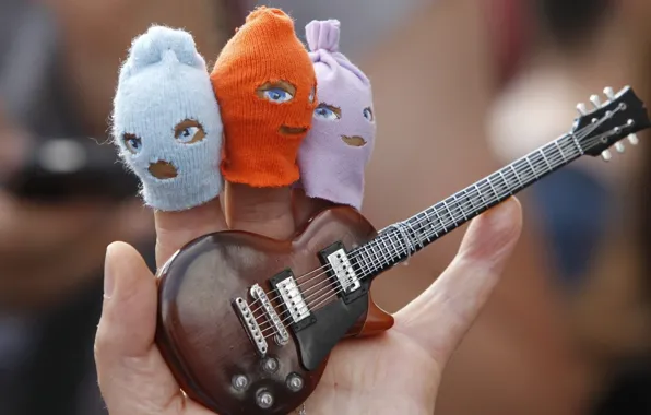 Picture guitar, parody, caps, Fingers, Pussy Riot