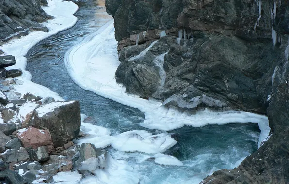 Winter, snow, landscape, nature, stones, rocks, the snow, landscape