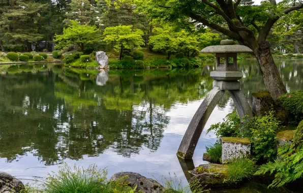 Nature, Japan, Pond, Shore, Park