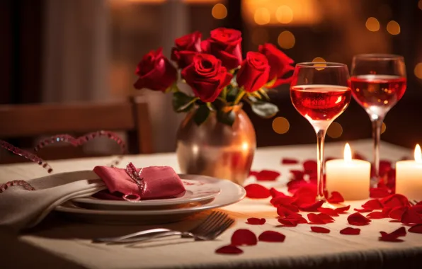 Love, flowers, holiday, romance, roses, Valentine's Day, AI art, neural network