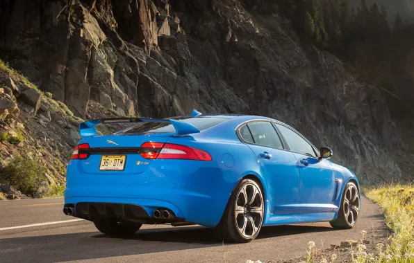Road, ass, jaguar, blue, xfr-s