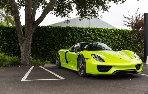 Porsche, Green, Spyder, 918, Parking