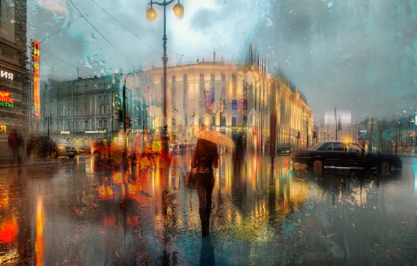 Rain, overcast, Saint Petersburg