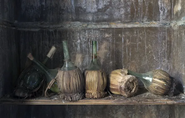 Background, dishes, bottle