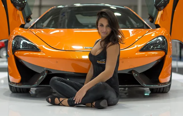 Auto, look, McLaren, Girls, beautiful girl, posing on the car