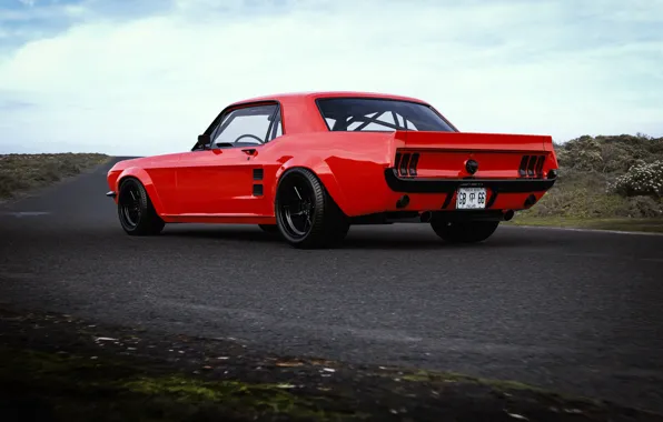 Mustang, Ford, Red, Retro, Machine, Rendering, Transport & Vehicles, Rostislav Prokop