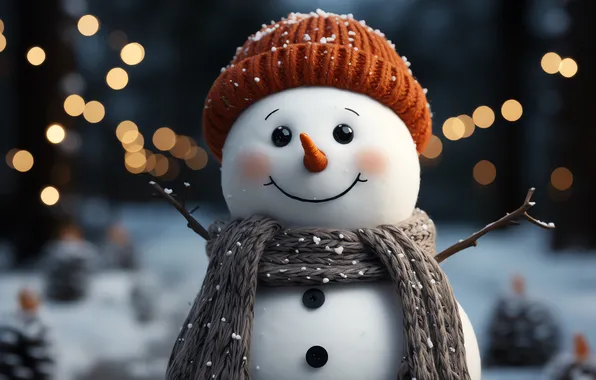 Winter, snow, Christmas, New year, snowman, Christmas, winter, snow