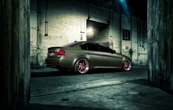 Green, wall, tuning, BMW, BMW, green, the rear part, E90