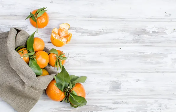 Leaves, citrus, wood, tangerines
