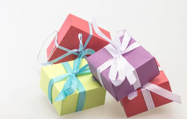 Holiday, box, gift, tape, gifts, white background, bows, bow