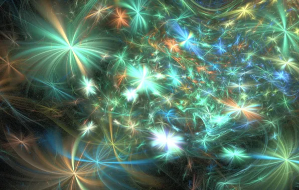 Picture abstraction, background, Wallpaper, figure, salute, stars, fireworks, fractal