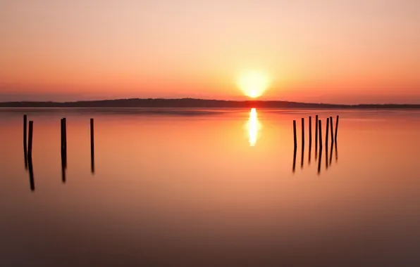 Picture landscape, sunset, lake, minimalism