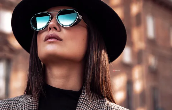 Girl, face, the city, hat, glasses, David Ben-Haim