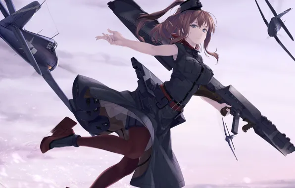 Kawaii, gun, game, weapon, boobs, big, war, breast
