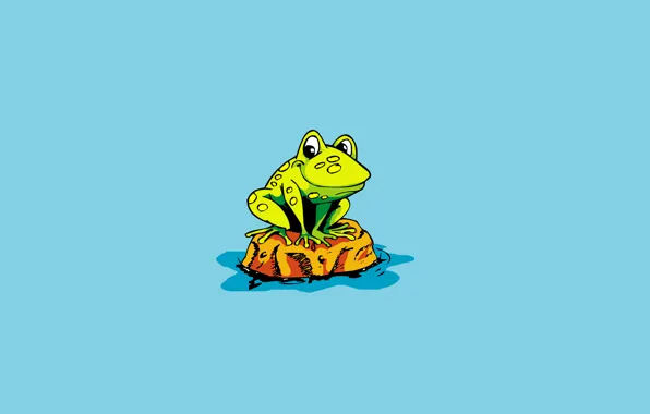 Water, frog, minimalism, island, frog