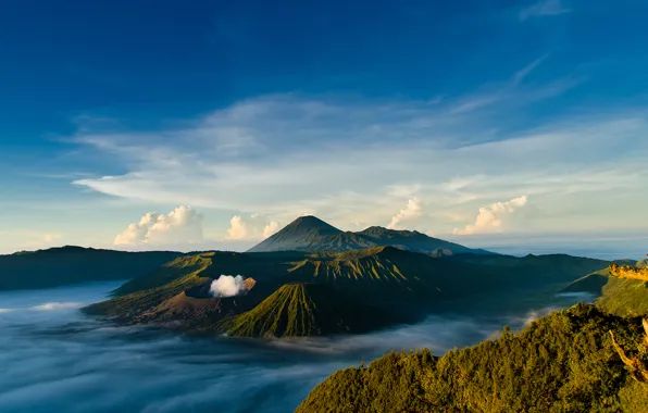 Spring, Java, Tengger, volcanic complex-the Caldera TenGer, active volcano Bromo, Indonesia, By regentzs