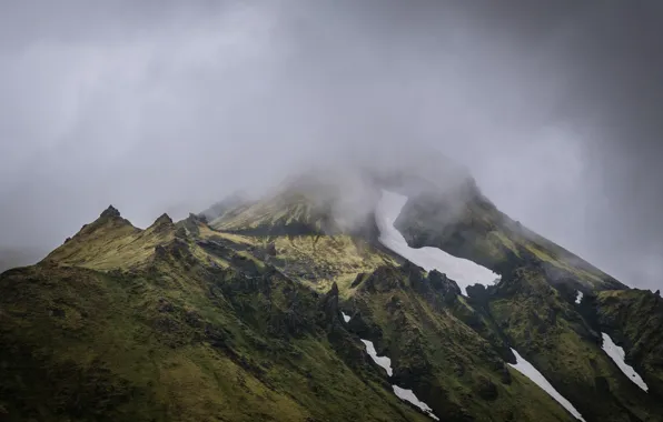 Picture the sky, clouds, nature, rock, mountain, Iceland, Iceland