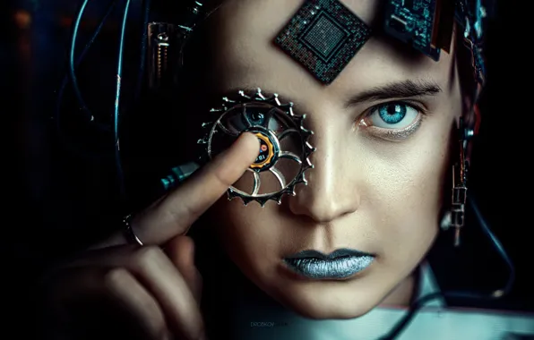 Look, girl, face, Alexander Drobkov-Dark, Eva Lapenko, blue lipstick