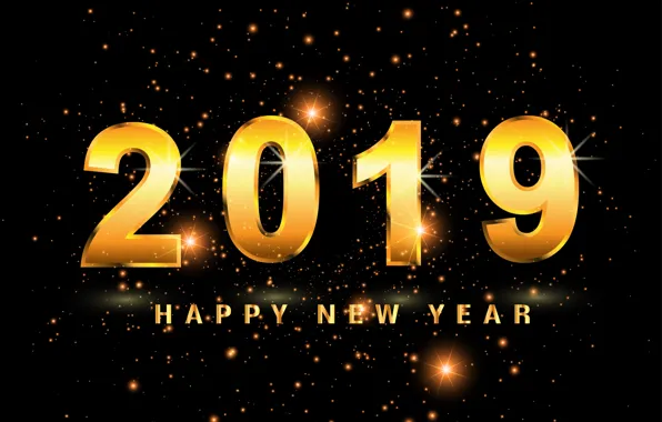 Gold, New Year, figures, golden, black background, black, background, New Year