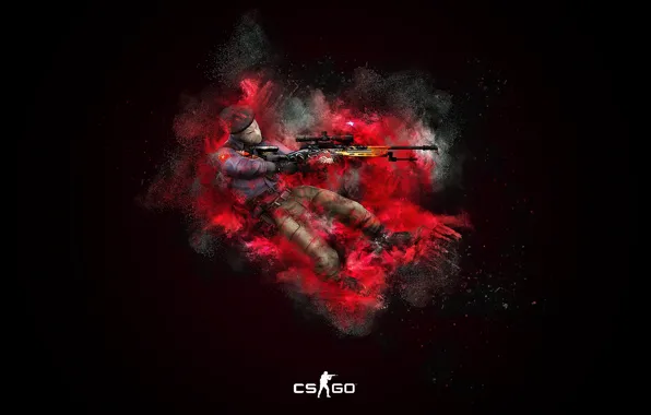 Red, the game, black background, contra, Counter Strike, black background, CSGO, Global Offensive