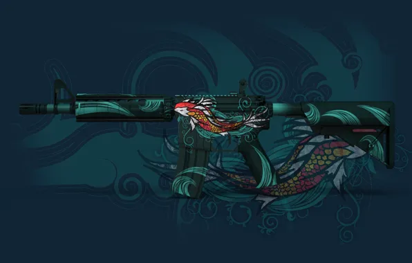 Circles, reflection, fish, paint, koi, workshop, cs go, custom paint job