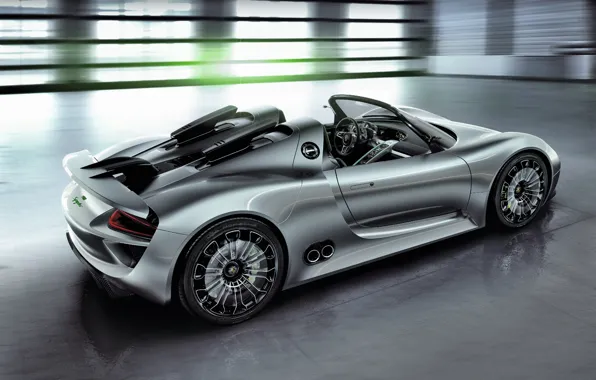 Porsche, silver, the concept, Porsche, side view, exhaust pipe, Porsche 918 Spyder Concept