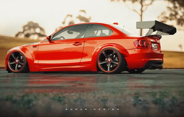 Red, Auto, BMW, Machine, Car, Render, 135i, Rendering