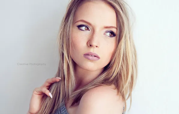 Girl, background, portrait, makeup, hairstyle, blonde, beautiful