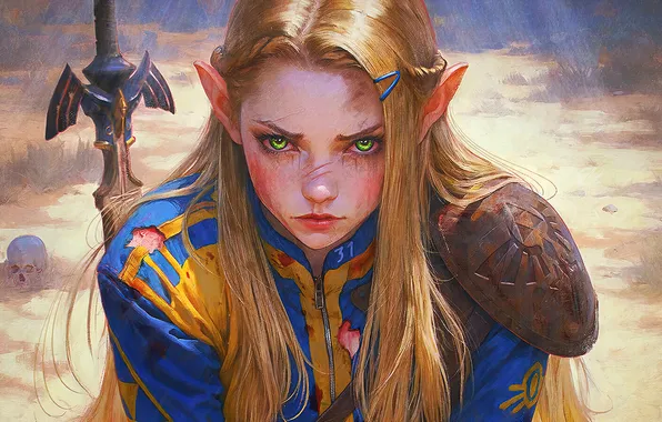 Fallout, games, crossover, the legend of zelda, art girl, Oliwer Weather