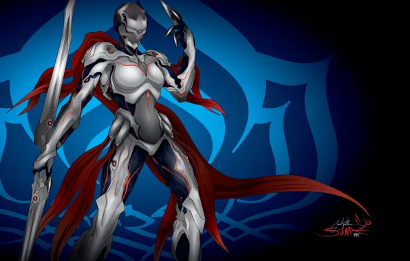 Weapons, background, the game, soldiers, armor, the exoskeleton, vector graphics, Warframe