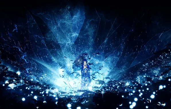 Girl, rain, umbrella, fantasy, Y_Y