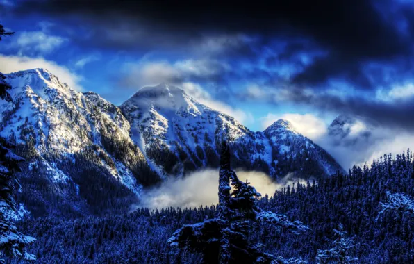 Winter, snow, mountains, nature, photo, HDR, USA