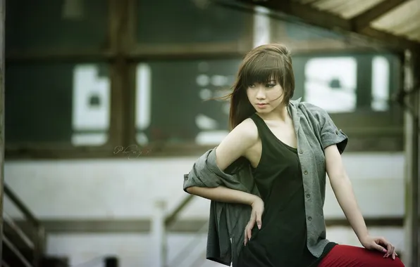 Girl, background, Asian