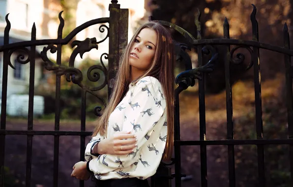 Summer, look, girl, face, gate, beauty