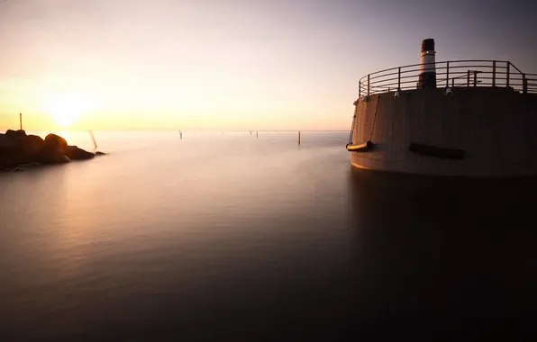 Sea, landscape, sunset