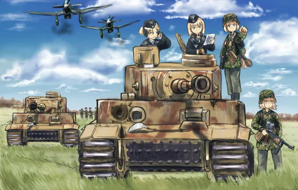 Picture Tiger, Aircraft, War, Military, Anime, Art, Tank, Anime