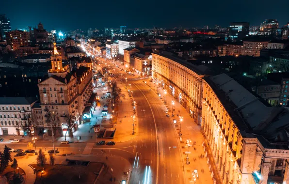 Road, light, machine, night, the city, lights, movement, street