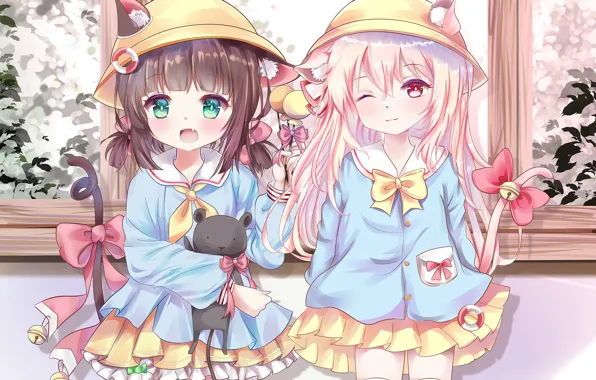 Girls, ears, helmets, Nekopara