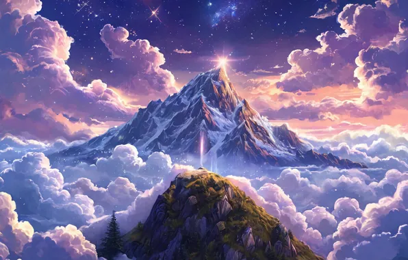 Mountains, Beautiful, Landscape, Purple, Art, Artificial intelligence, AI art, Ai art