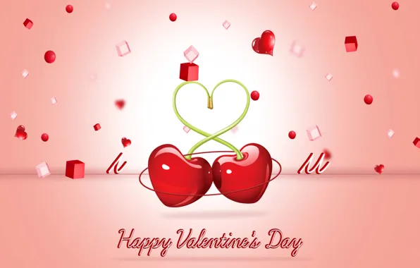 Text, cherry, berries, rendering, lovers, Valentin