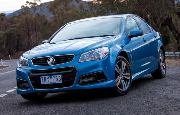 Car, machine, asphalt, lights, sedan, drives, front, blue