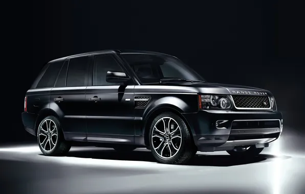 Black, jeep, SUV, Land Rover, drives, the front, range rover sport, land Rover