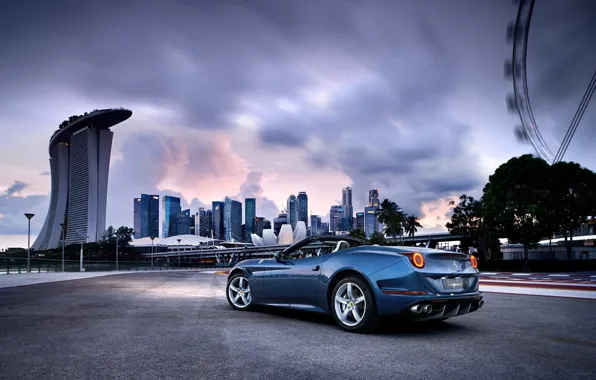 Picture The evening, The city, Ferrari, Lights, California, Turbo, Back