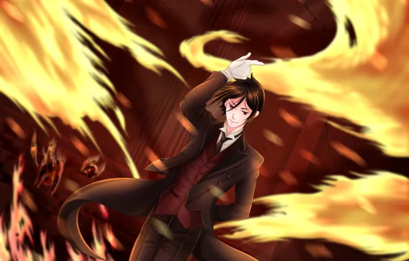 Fire, the demon, Dark Butler, Kuroshitsuji, Sebastian Michaelis, by namisiaa