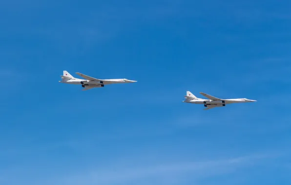 The sky, Moscow, Flight, Pair, Tupolev, The Tu-160, Victory, Parade