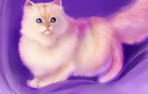 Cat, background, art, fluffy