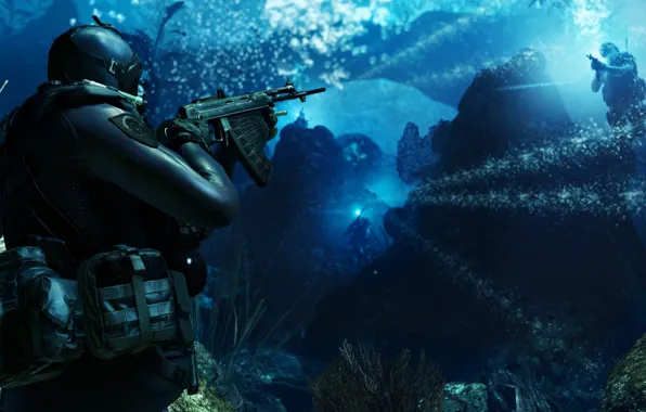 Weapons, the ocean, the game, murder, soldiers, game, kill, Call of Duty: Ghosts