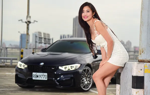 Picture auto, look, Girls, BMW, beautiful girl, Stella, posing on the background of the machine